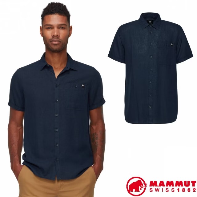 【MAMMUT 長毛象】男 Alvra Summer 輕柔透氣防曬短袖襯衫/1015-01580-5118 海洋藍✿30E010
